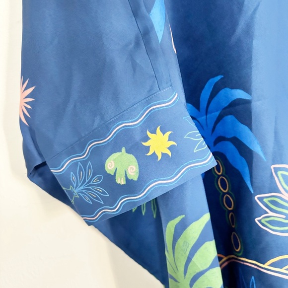 JOHNNY WAS JADE Women’s Blue Print KATIA OVERSIZED BLOUSE In DEL MAR Size L/XL - Picture 11 of 14